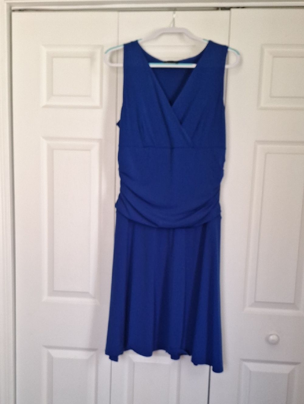 Sleeveless V-Neck Midi Dress in Cobalt Blue